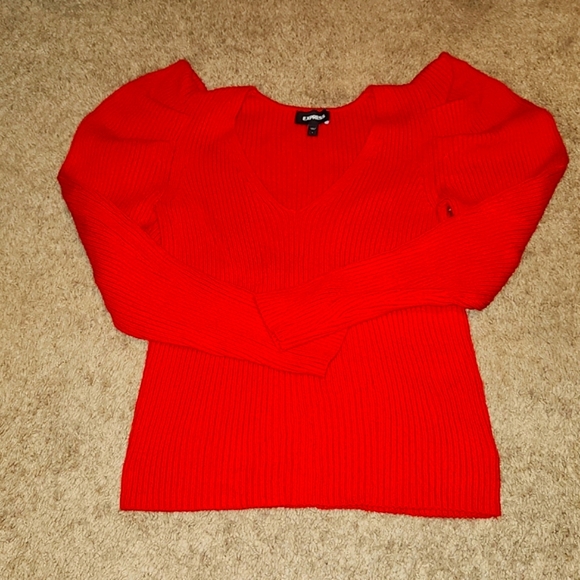Express Red BNWOT Puff Sleeve Sweater Size Large - Picture 5 of 5